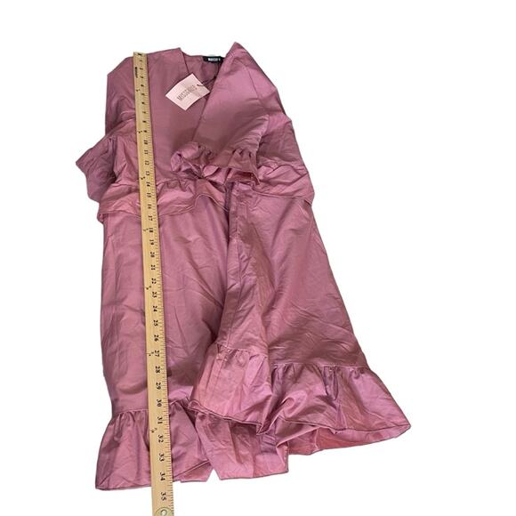 Missguided V-Neck Frill Waist Smock Dress in Dark Pink Women's Size US 10 New - Picture 6 of 10